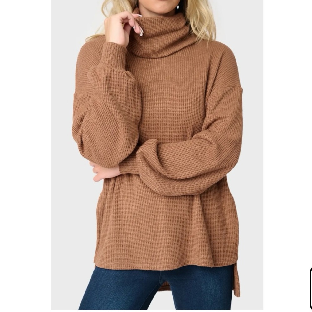 Gibsonlook Cowl Neck Blouson Sleeve Soft Luxe Sweater